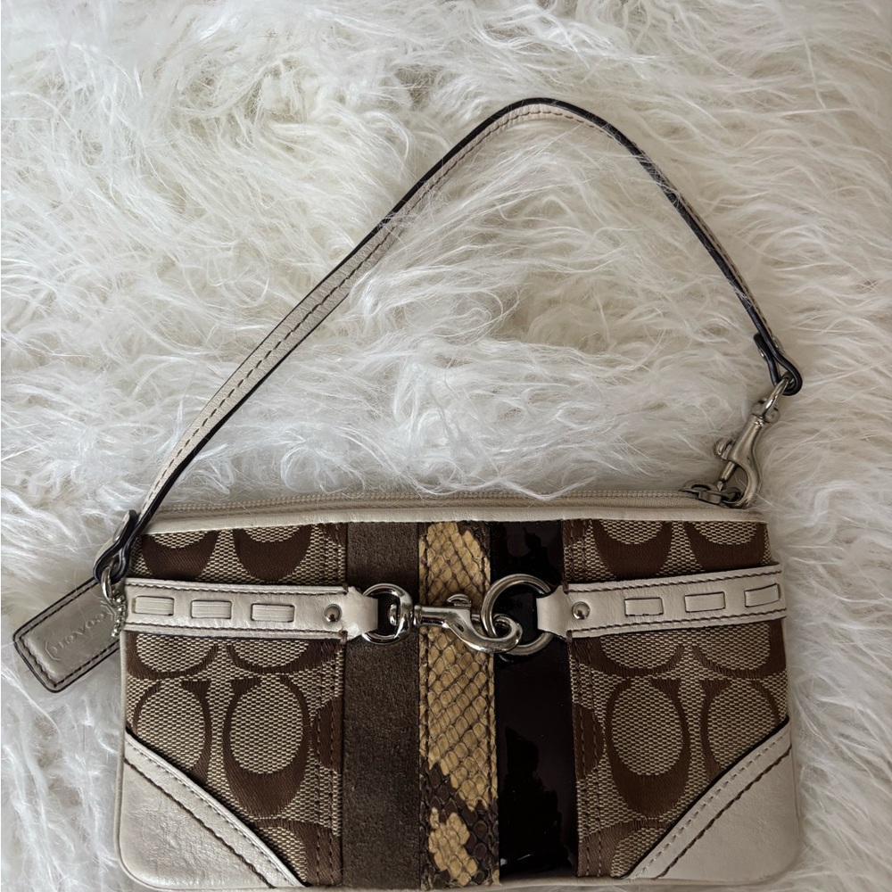 Elegant Brown and Cream Designer Handbag